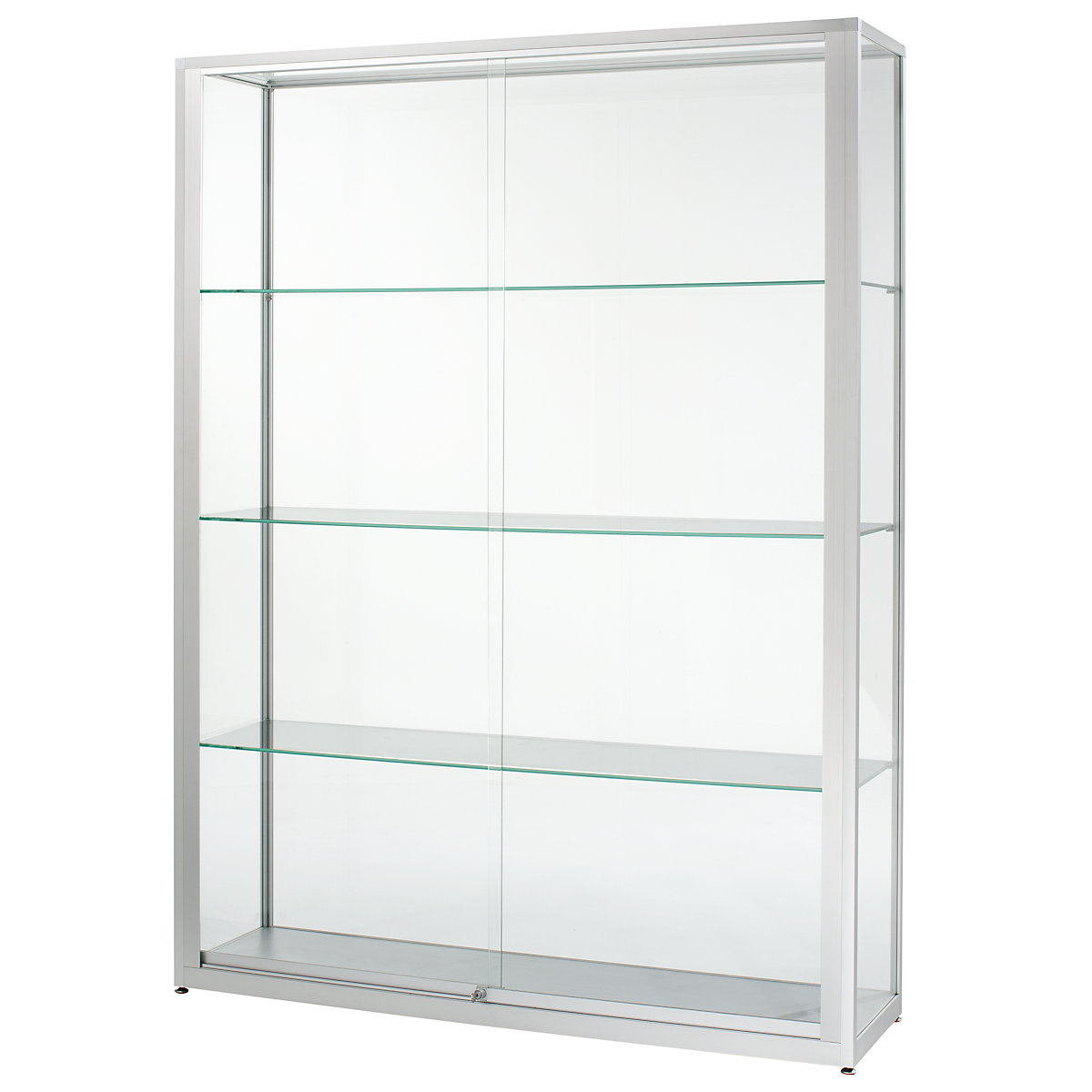 Vitrină fixă, înălțime 2000 mm, 2 uși glisante, lăț. x ad. 1500 x 400 mm, finisaj inox-0