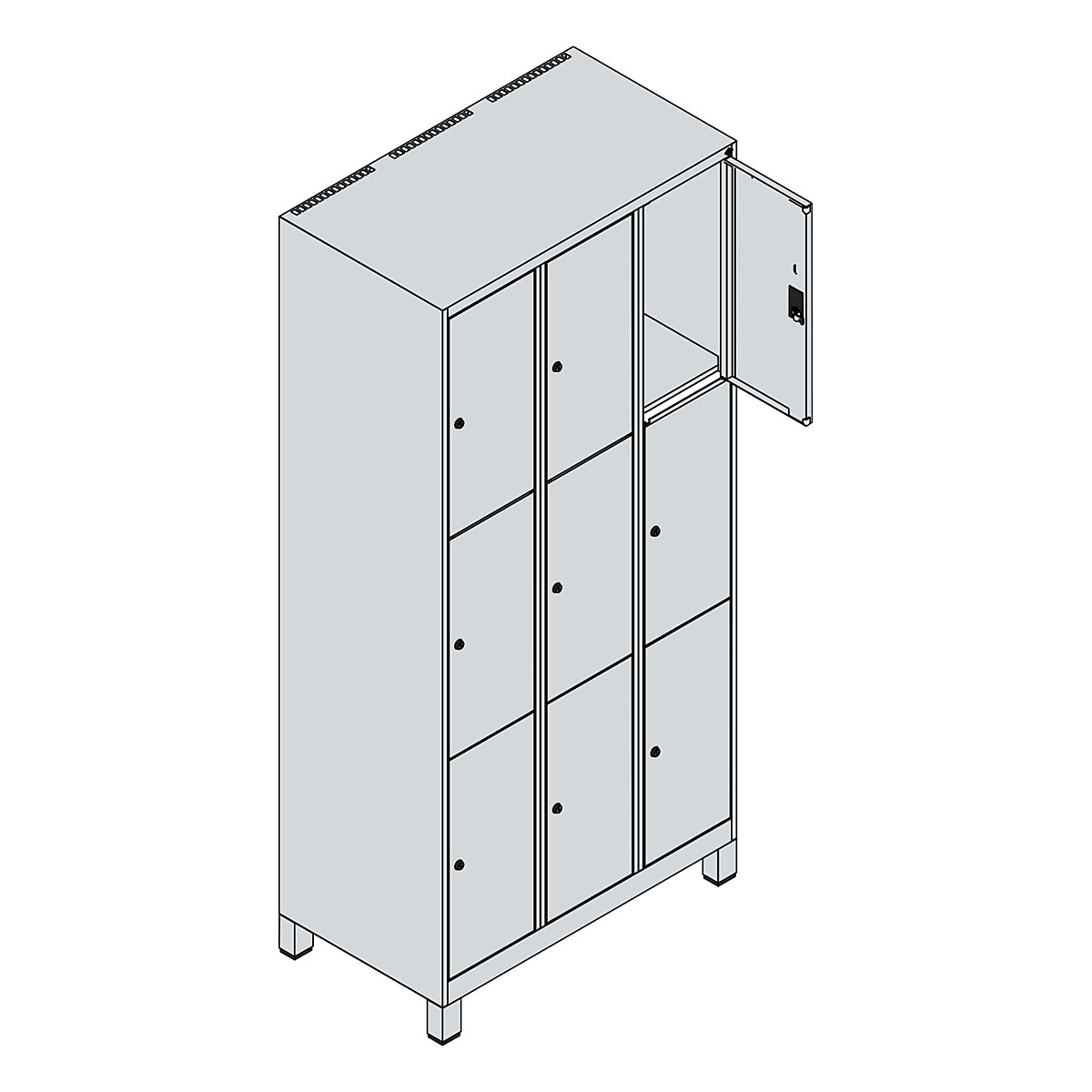Dulap cu 3 compartimente cu încuietoare Classic PLUS – C+P (Imagine produs 3)-2