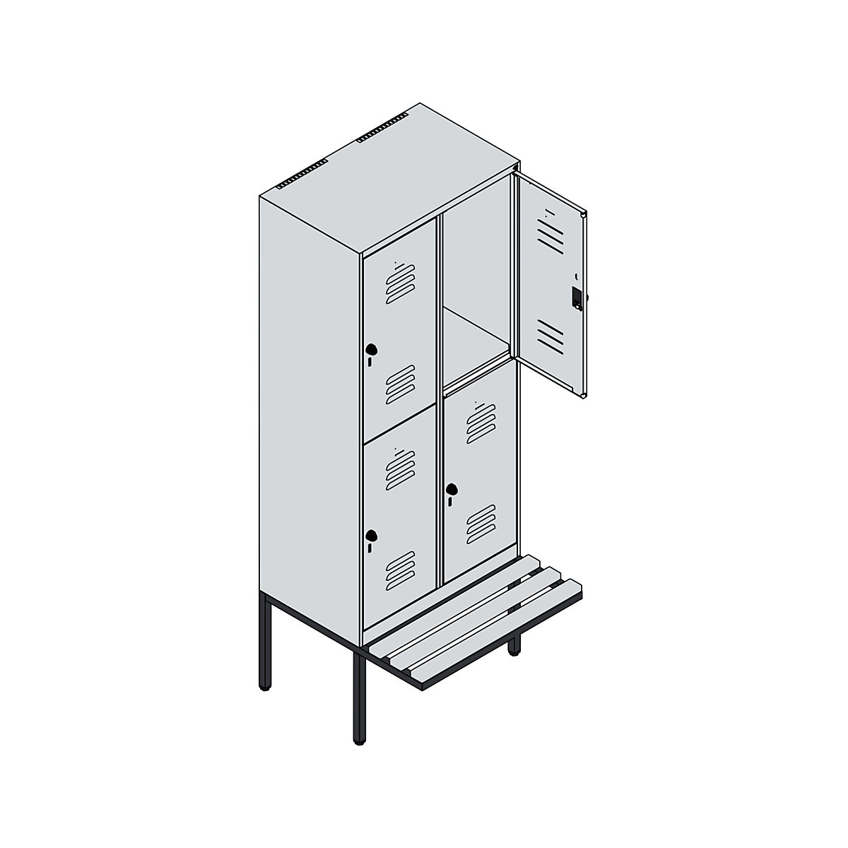 Vestiar cu două niveluri Classic PLUS cu bancă – C+P (Imagine produs 3)-2