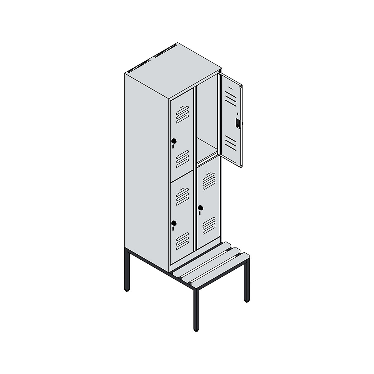 Vestiar cu două niveluri Classic PLUS cu bancă – C+P (Imagine produs 4)-3