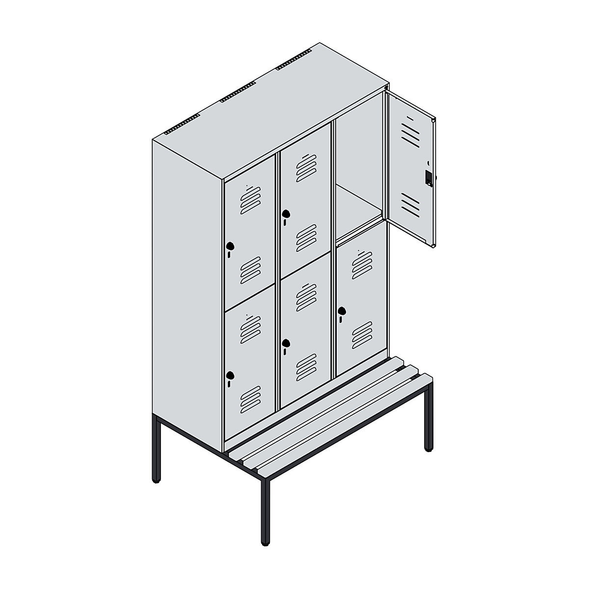 Vestiar cu două niveluri Classic PLUS cu bancă – C+P (Imagine produs 3)-2