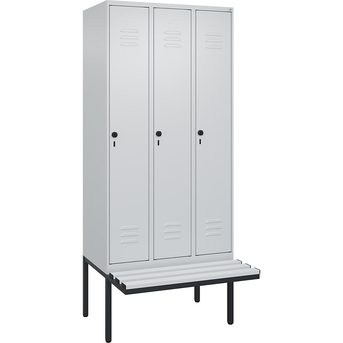 Vestiar pentru haine curate și murdare Classic PLUS cu bancă, îngust – C+P (Imagine produs 4)-3