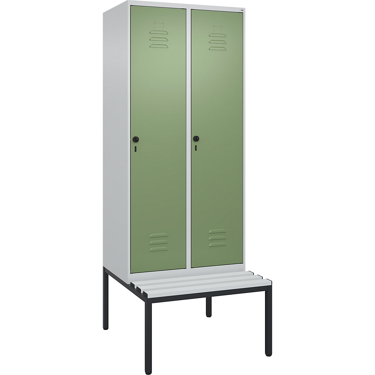 Vestiar pentru haine curate și murdare Classic PLUS cu bancă, îngust – C+P (Imagine produs 4)-3