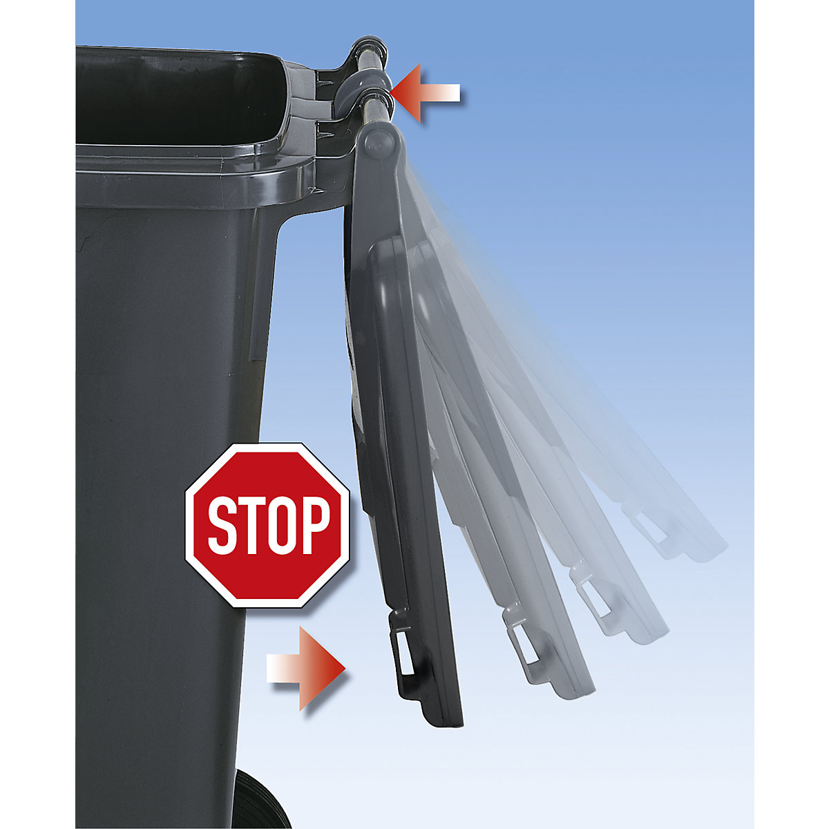 Pubelă de gunoi din plastic DIN EN 840 – eurokraft pro (Imagine produs 3)-2