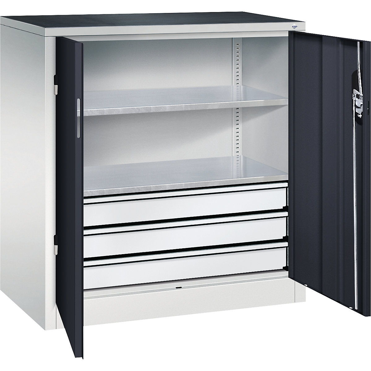 Dulap auxiliar pentru atelier, cu uși cu canaturi și sertare – C+P (Imagine produs 3)-2