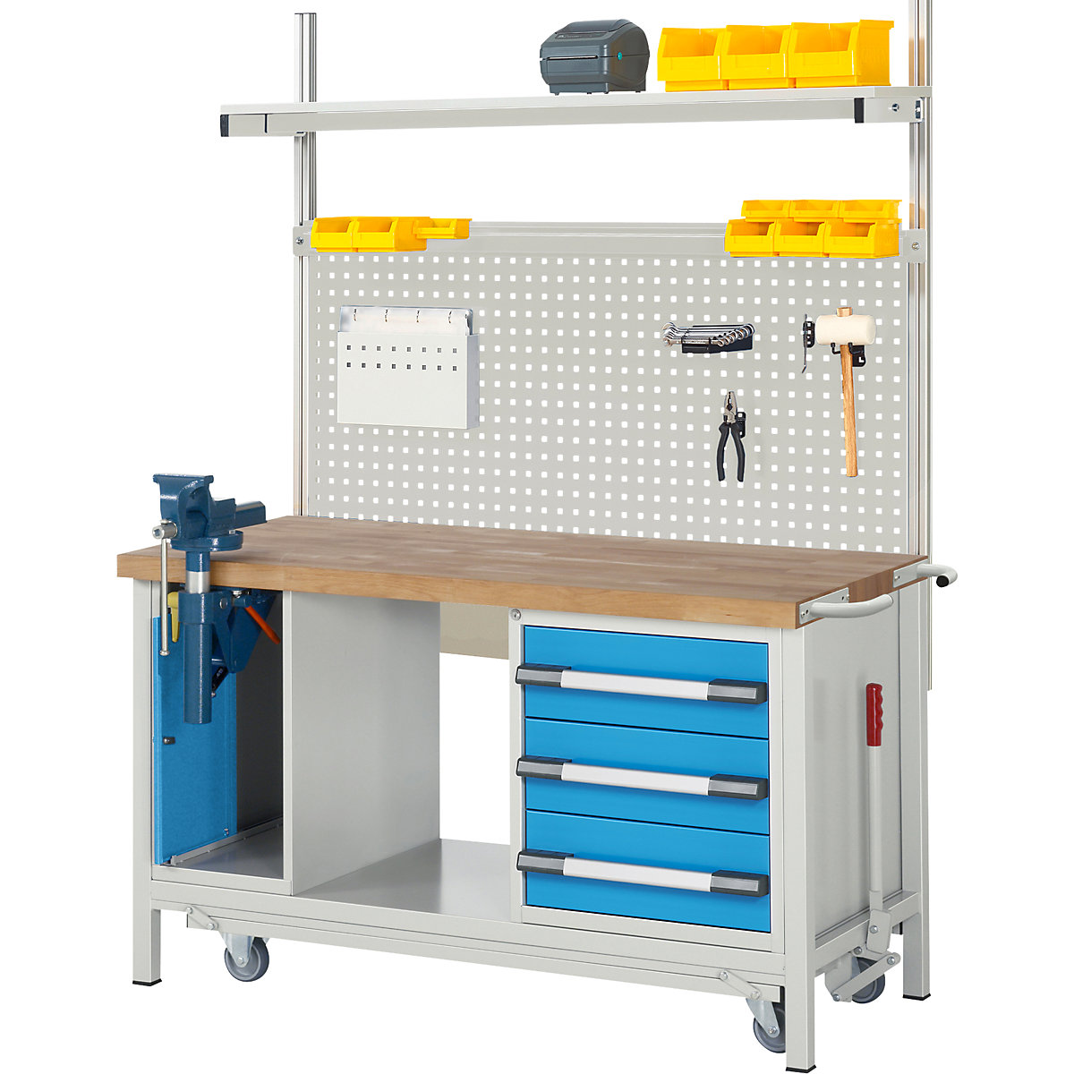 Banc de lucru mobil și cu posibilitate de coborâre, cu cadru, Serie 8000 – eurokraft pro (Imagine produs 3)-2