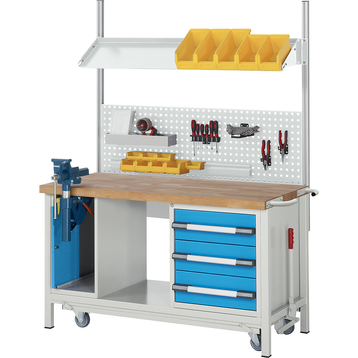 Banc de lucru mobil și cu posibilitate de coborâre, cu cadru, Serie 8000 – eurokraft pro (Imagine produs 4)-3