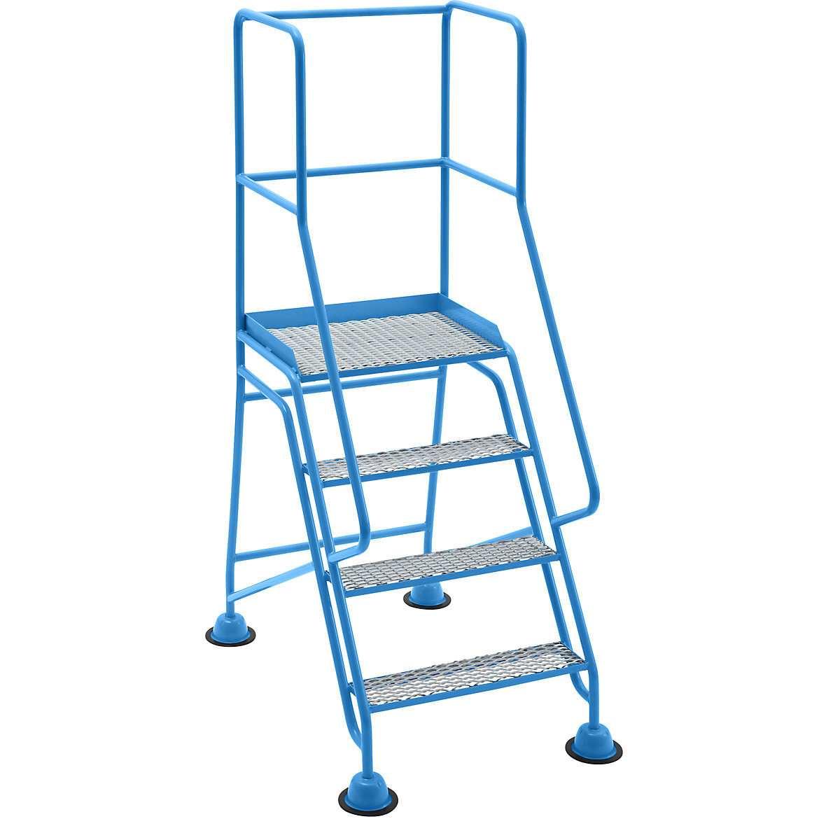 Scară mobilă cu podest – eurokraft pro, platformă și trepte cu grilaj romboidal, 4 trepte, cu balustradă-1