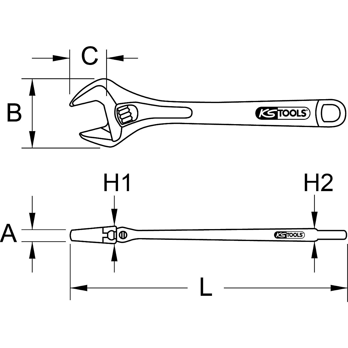 Cheie franceză reglabilă – KS Tools (Imagine produs 10)-9