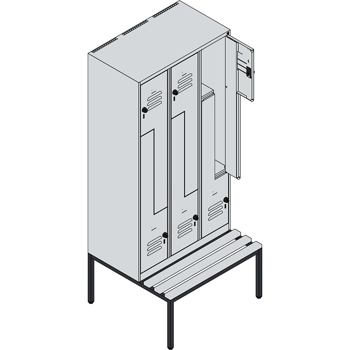 Garderobna Z-omara s klopjo Classic PLUS – C+P (Slika izdelka 4)-3