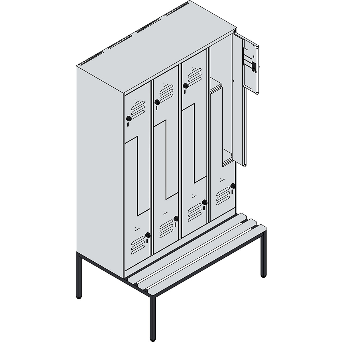Garderobna Z-omara s klopjo Classic PLUS – C+P (Slika izdelka 3)-2