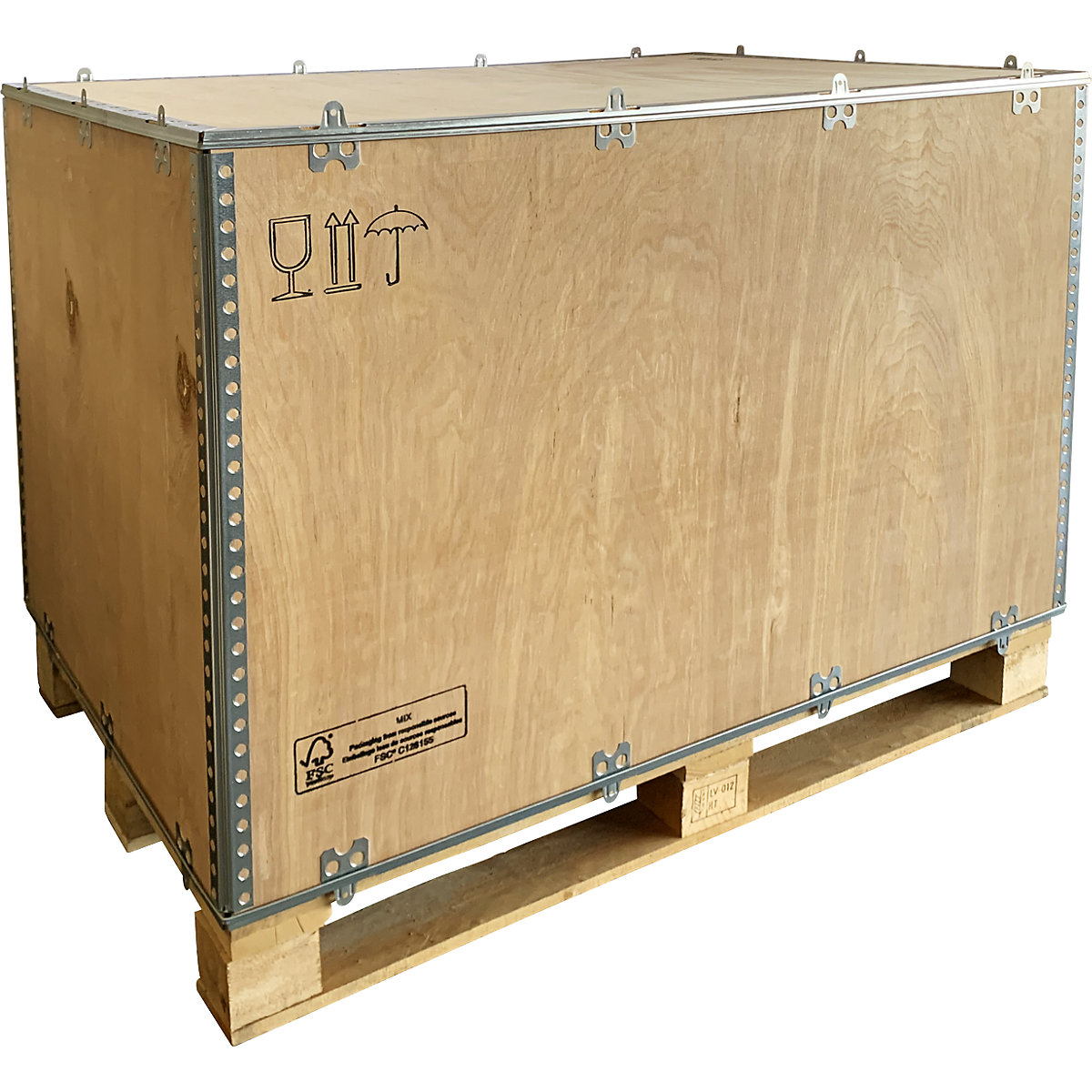 Caixa dobrável de madeira, com patins de 2 e 4 vias, CxLxA 1180 x 780 x 750 mm, a partir de 1 unid.-3