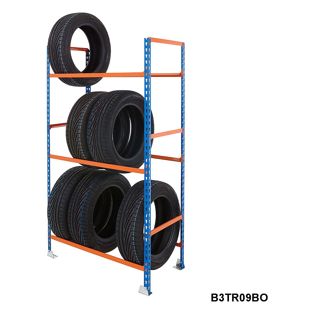 BiG340 Tyre Racking, BiG340 Tyre Racking, BiG340 Tyre Racking, 3 Levels, 1600h x 915w x 455d mm, 100kg UDL, Blue & Orange-0