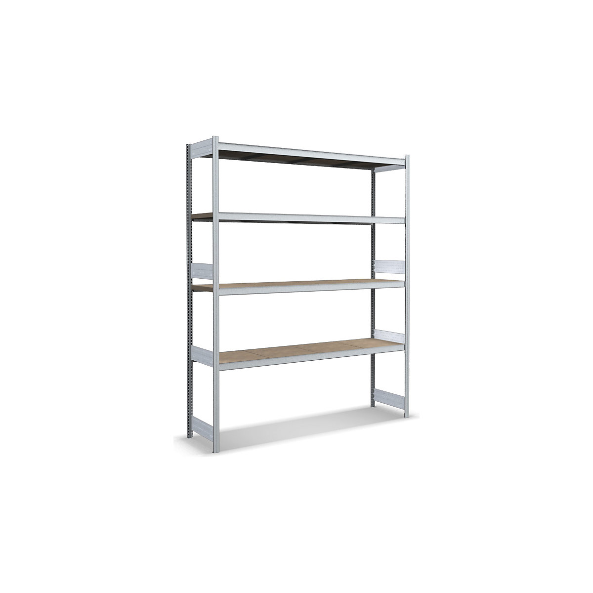 BiGDUG 350kg Longspan Shelving with Chipboard Levels, BiGDUG 350kg Longspan Shelving with Chipboard Levels, BiGDUG 350kg Longspan Shelving | 2500h x 1500w x 500d mm | Starter Bay | 4 Chipboard Levels-1