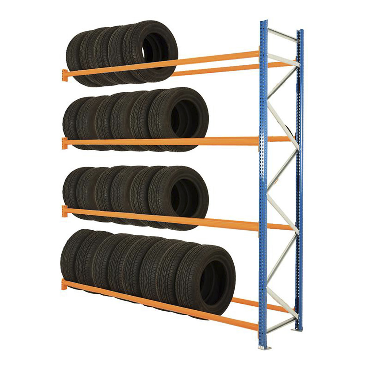 BiGDUG Longspan Tyre Racking, BiGDUG Longspan Tyre Racking, BiGDUG Longspan Tyre Racking Extension Bay, 4 Levels, 3000h x 2225w x 600d mm, 250kg UDL-0
