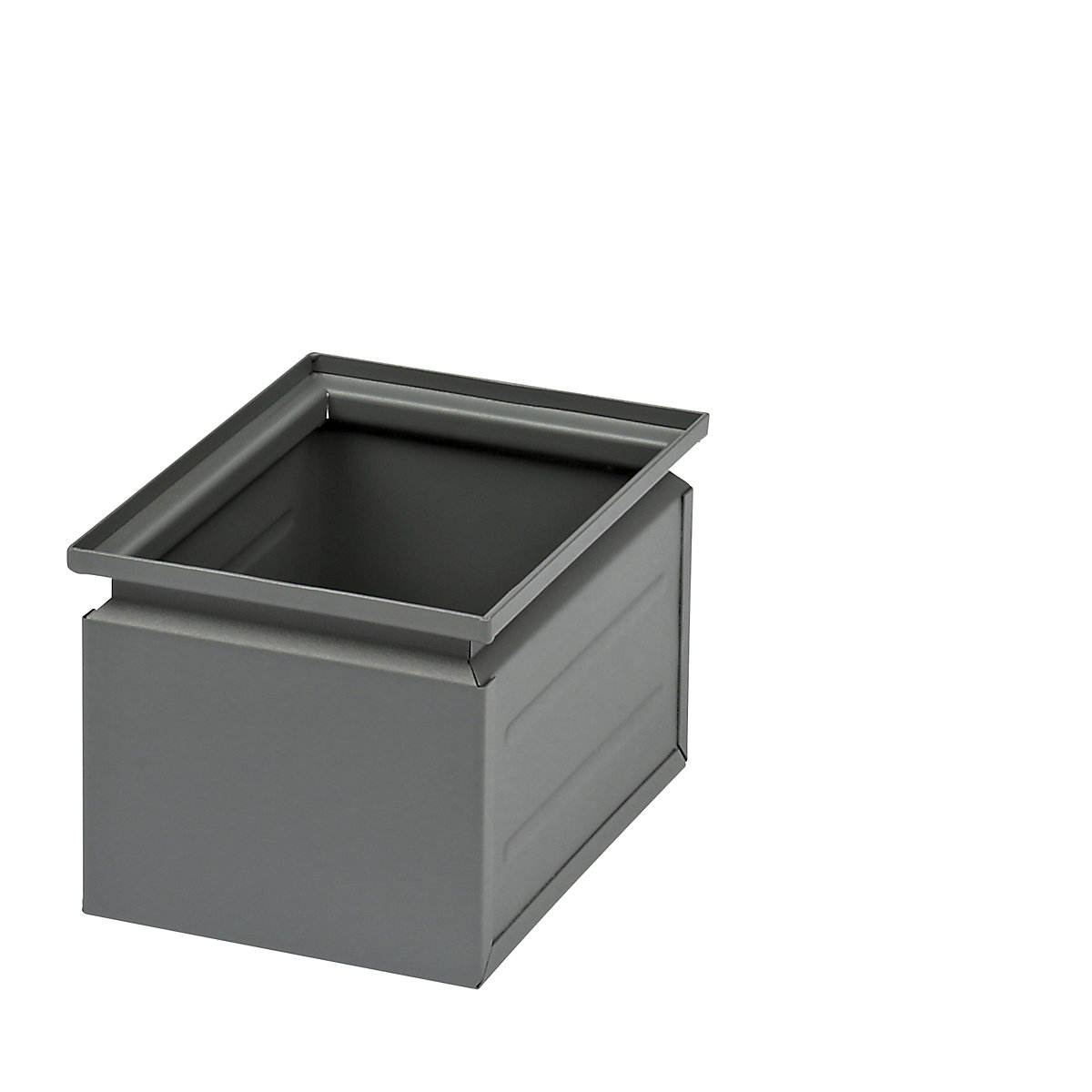 Egymásra rakható láda acéllemezből, térfogat kb. 3,6 l, bazaltszürke RAL 7012-0