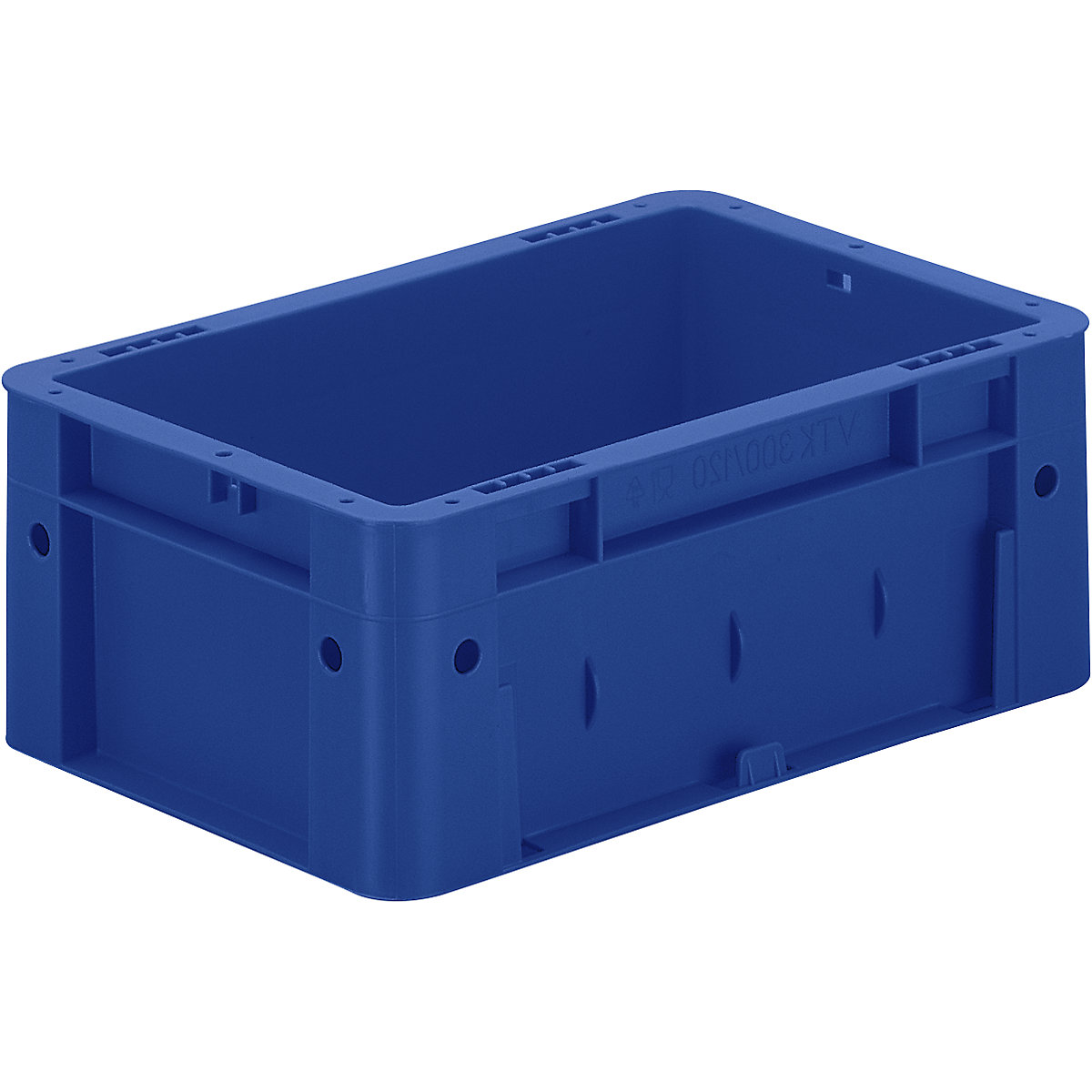 Nagy teherbírású, Euro-szabvány tároló, polipropilén, térfogat 4,1 l, h x szé x ma 300 x 200 x 120 mm, teli felületű falak, zárt alj, kék, cs.e. 8 db-0