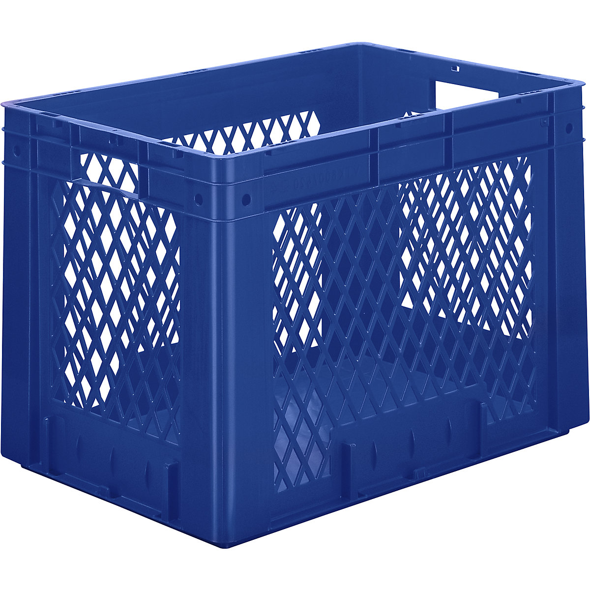 Nagy teherbírású, Euro-szabvány tároló, polipropilén, térfogat 80 l, h x szé x ma 600 x 400 x 420 mm, perforált falak, zárt alj, kék, cs.e. 2 db-0