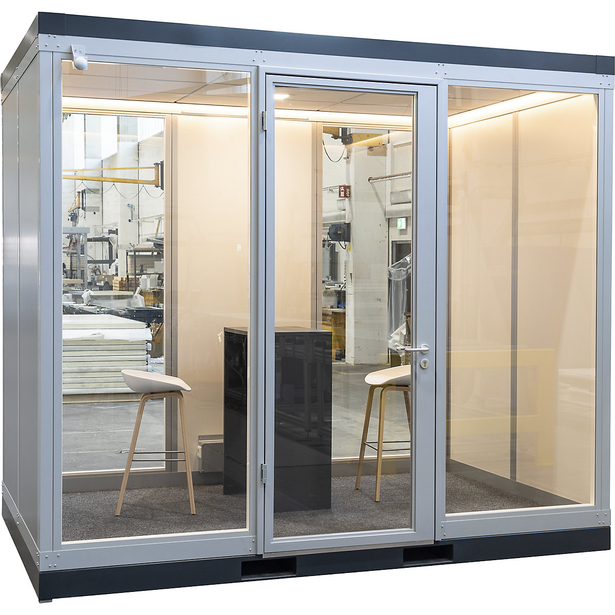 Besprechungsbox CoWoCube®, LxBxH 3205 x 2179 x 2832 mm, Einzelflügeltür, vollverglast-0