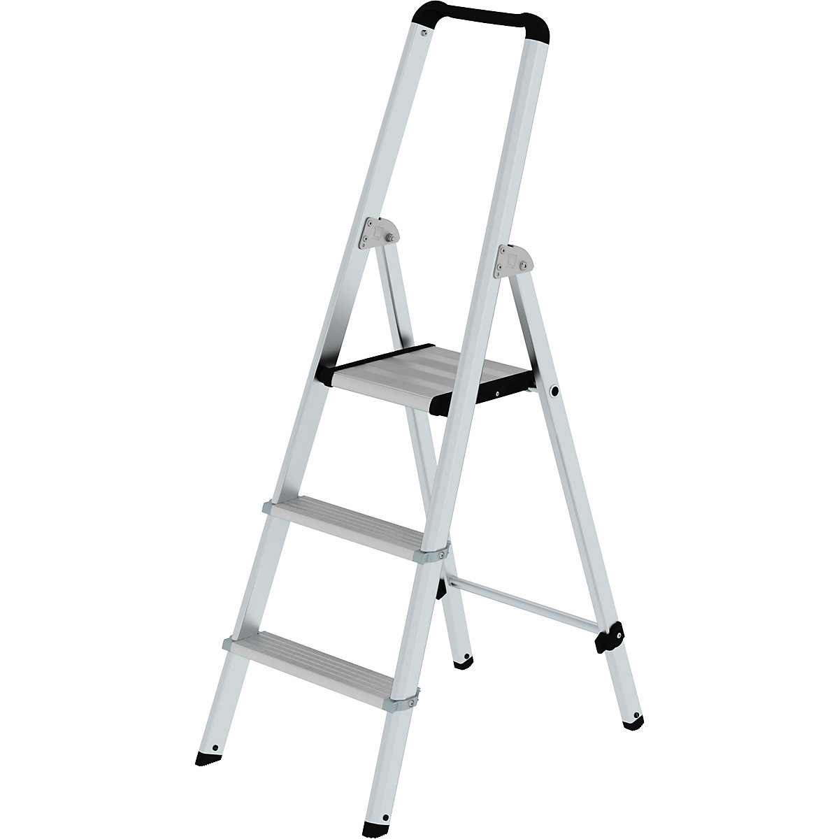 Hliníkový stojaci rebrík so stupňami, pochôdzny z jednej strany – MUNK