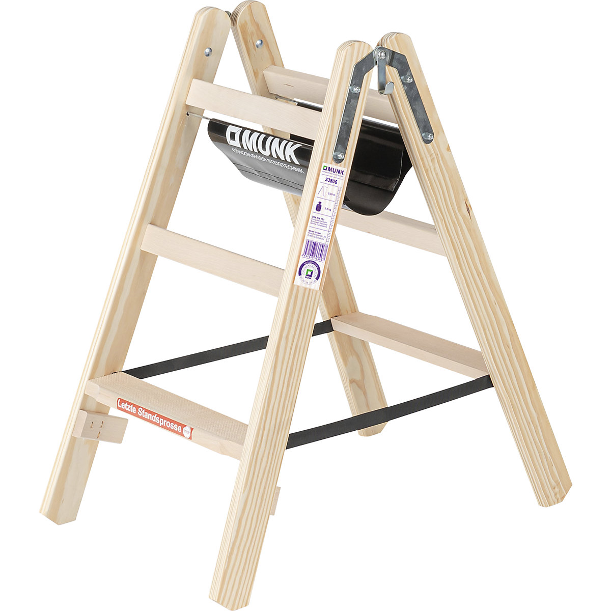Stojaci rebrík s drevenými stupňami – MUNK