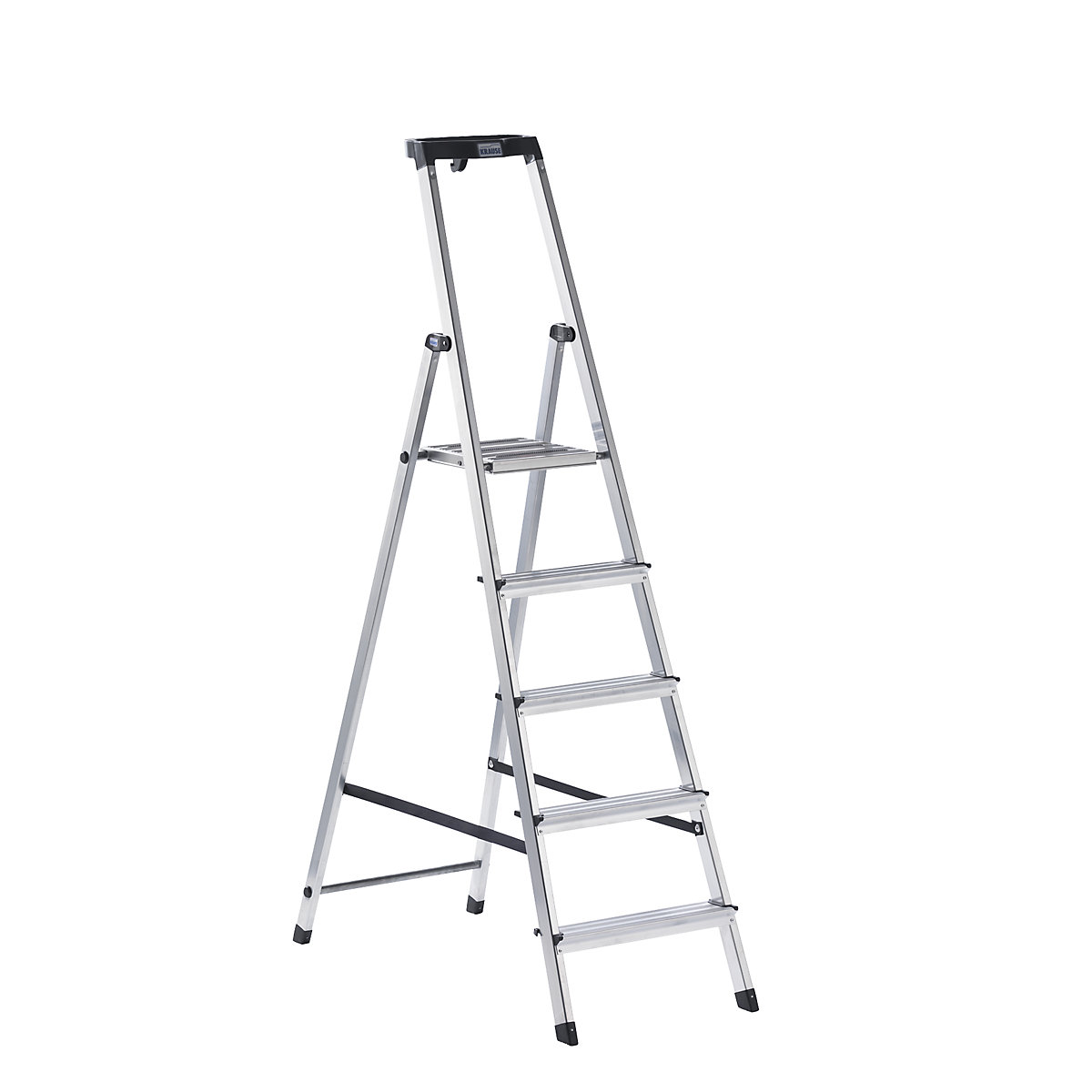 Stojaci rebrík so stupňami – KRAUSE, s bezpečnostnou plošinou, 5 stupňov-1