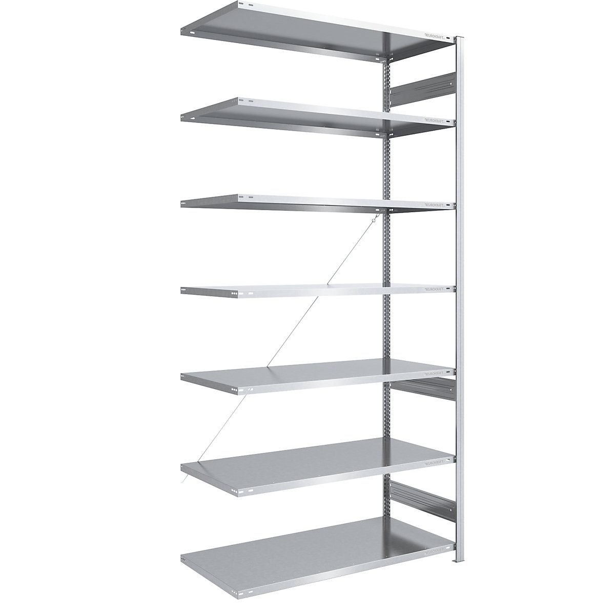 Zásuvný regál, lehká konstrukce – eurokraft pro, jednostranné provedení, v x š x h 3000 x 1300 x 800 mm, pozinkováno, přístavný regál-100