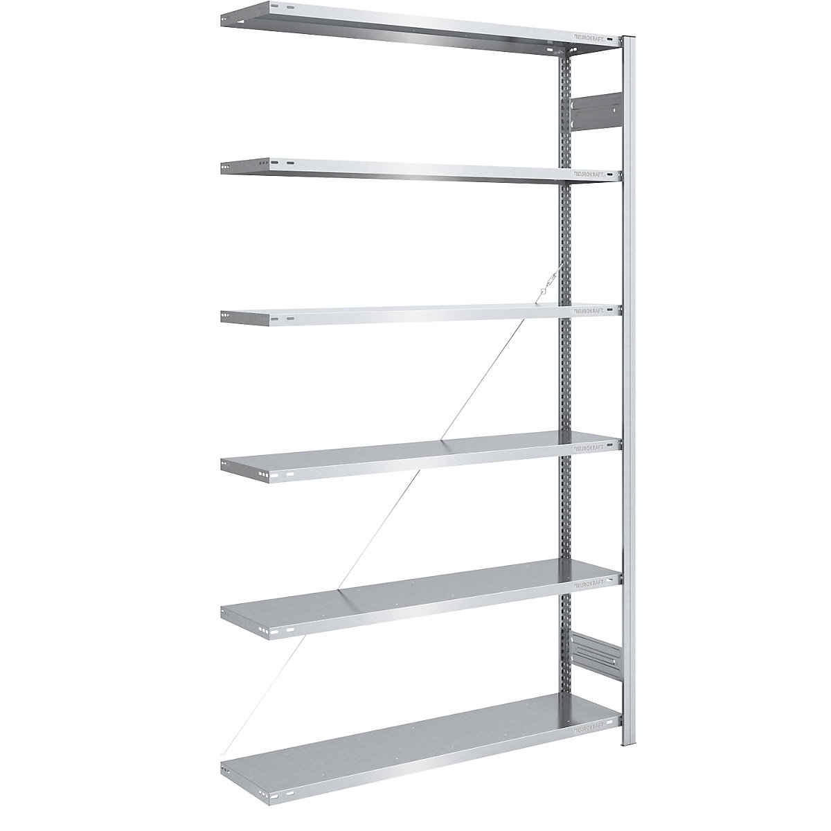 Zásuvný regál, lehká konstrukce – eurokraft pro, jednostranné provedení, v x š x h 2500 x 1300 x 400 mm, pozinkováno, přístavný regál-217