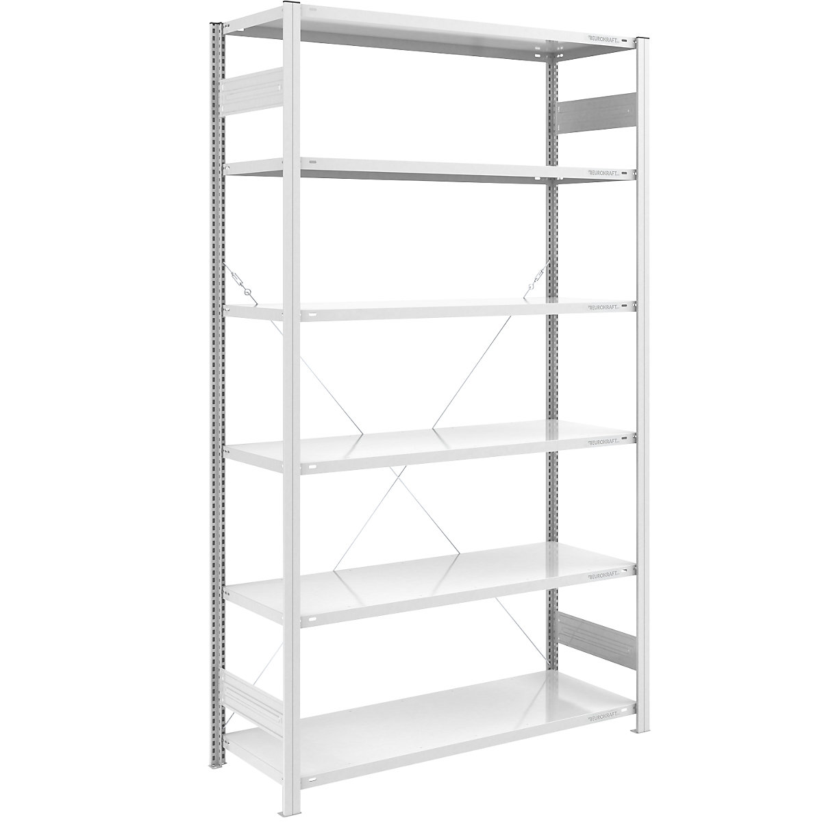 Zásuvný regál, lehká konstrukce – eurokraft pro, jednostranné provedení, v x š x h 2500 x 1300 x 600 mm, šedá, základní regál-16