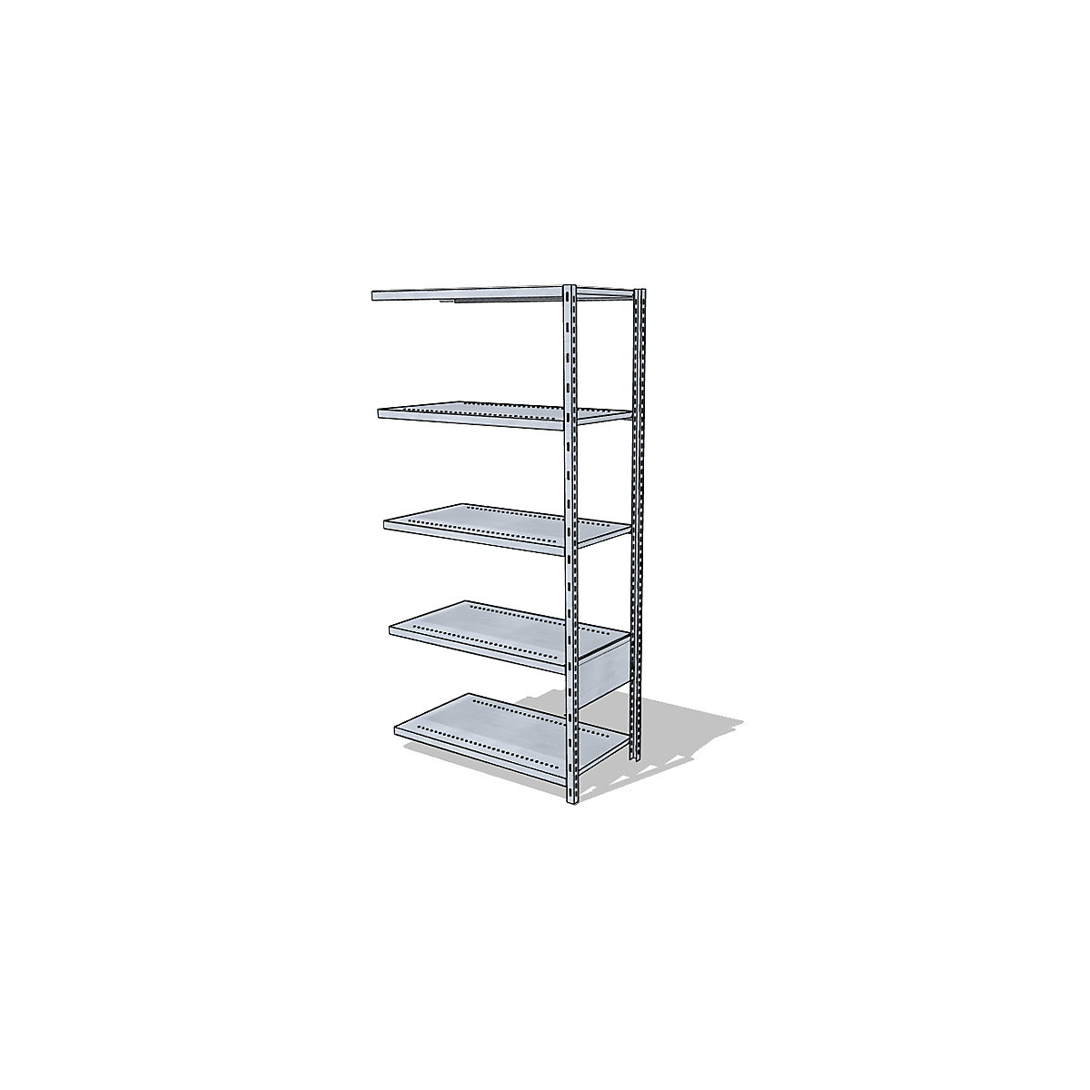 Steckregal-System, verzinkt, Höhe 1960 mm, Anbauregal, Fachboden Breite x Tiefe 930 x 500 mm