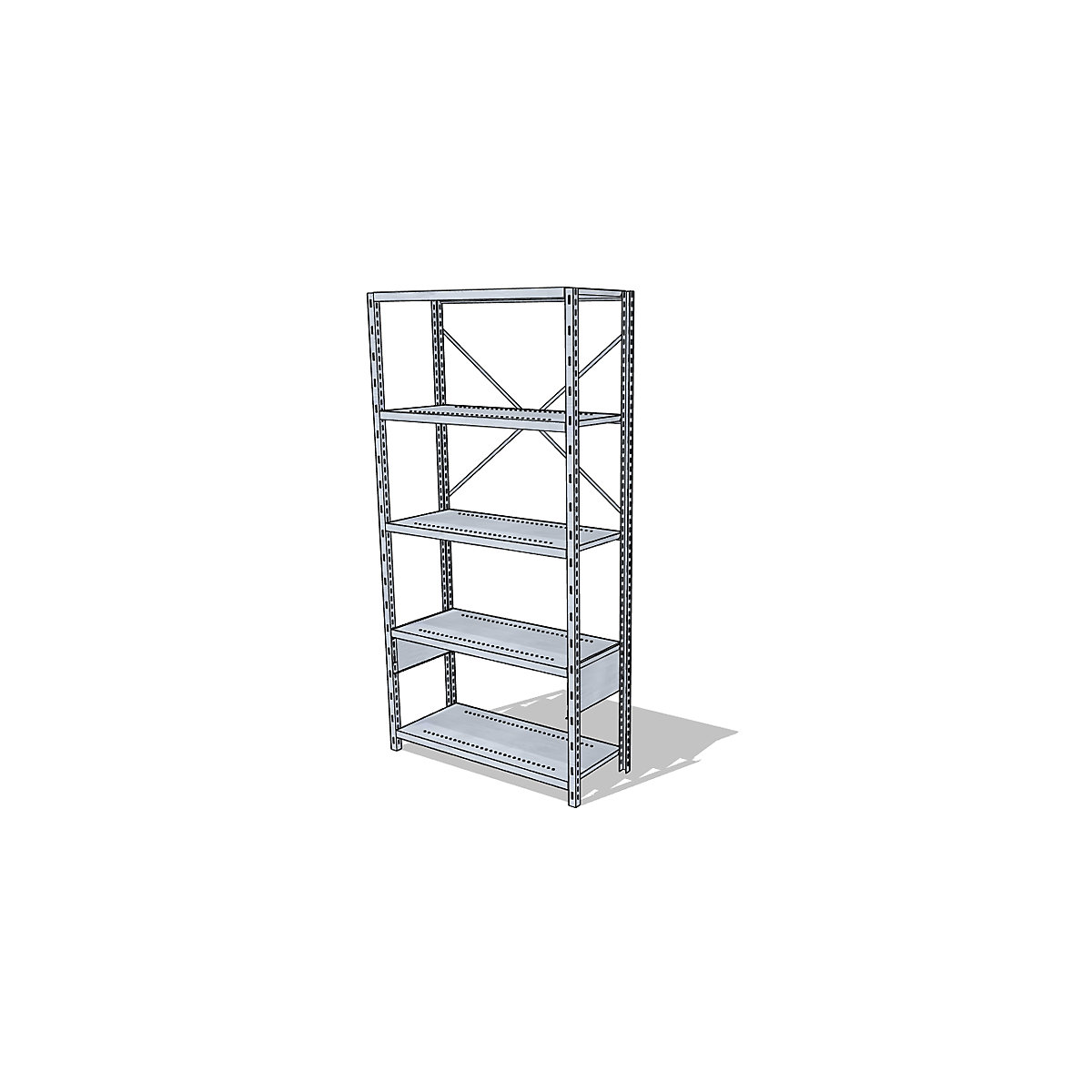 Steckregal-System, verzinkt, Höhe 1960 mm, Grundregal, Fachboden Breite x Tiefe 930 x 400 mm