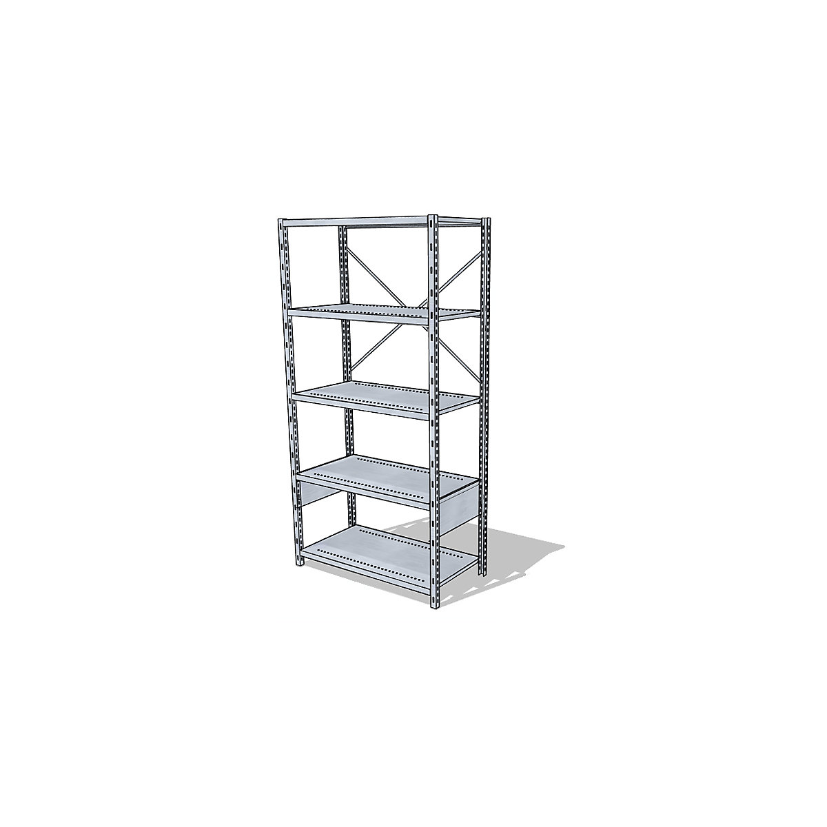 Steckregal-System, verzinkt, Höhe 1960 mm, Grundregal, Fachboden Breite x Tiefe 930 x 500 mm