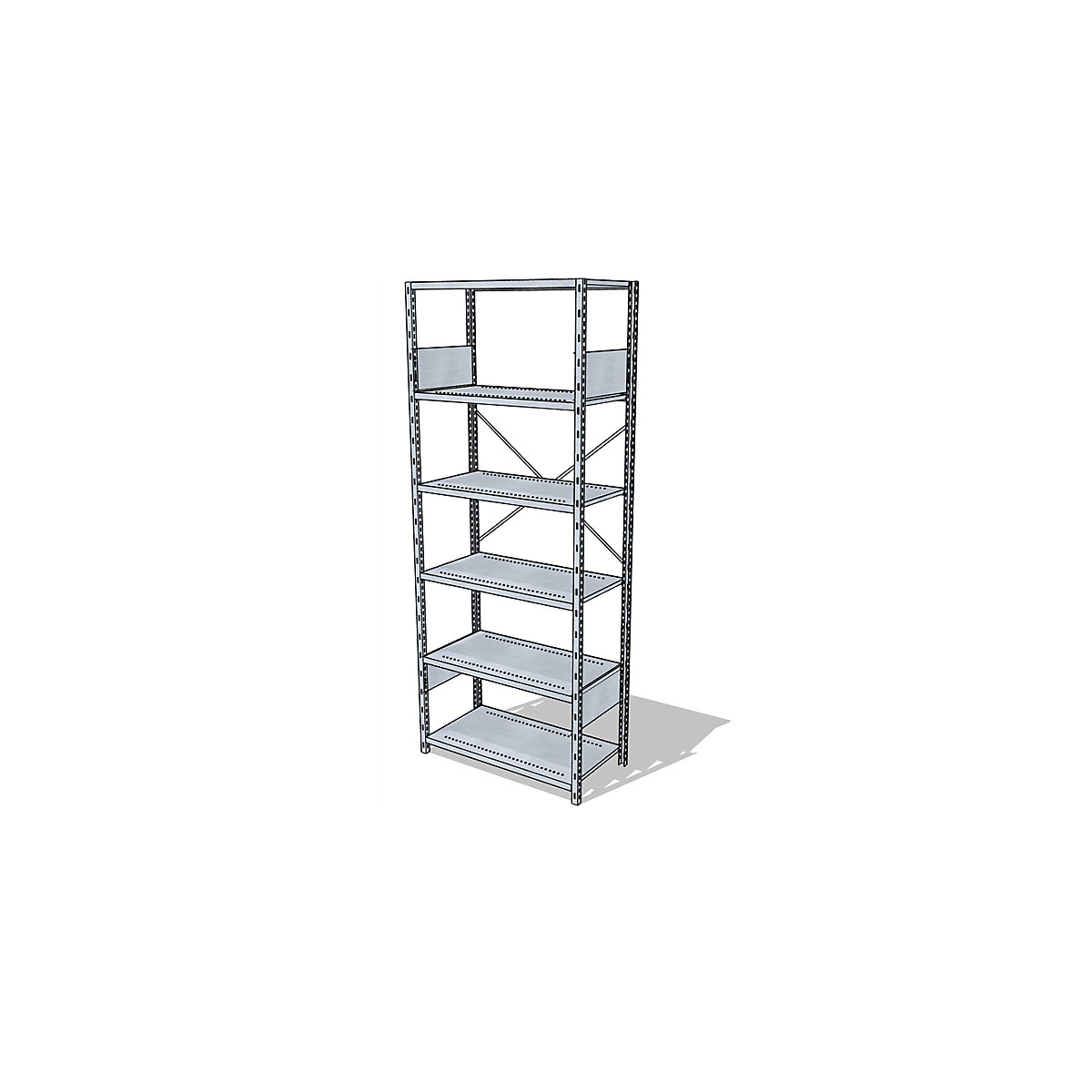 Steckregal-System, verzinkt, Höhe 2500 mm, Grundregal, Fachboden Breite x Tiefe 930 x 500 mm