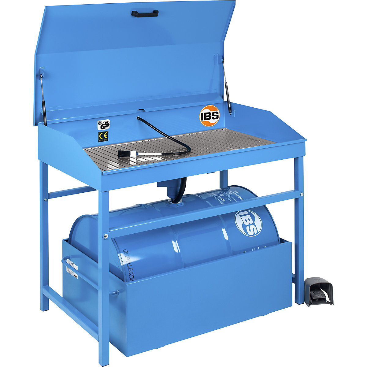 Profi-Teilereinigungsgerät mit Deckel IBS Scherer, für 200-l-Fass, HxBxT 870 x 1135 x 660 mm-0