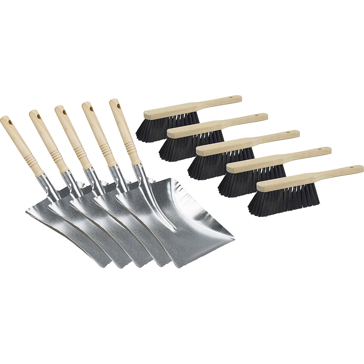 Kehrset, Kehrblech mit Industriehandfeger eurokraft basic, VE 5 Stk, Schaufelmaß 260 x 280 mm-0