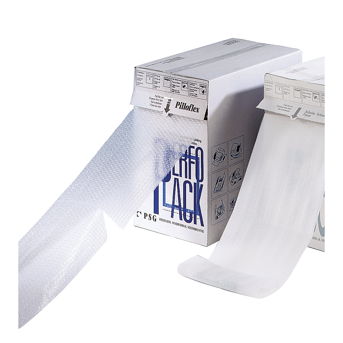 Lámina de embalaje en caja dispensadora de cartón