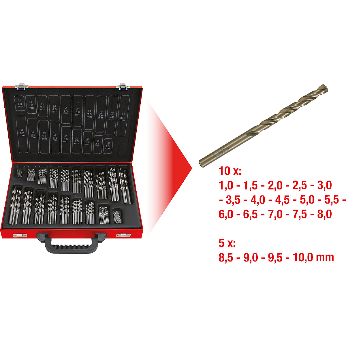 Komplet spiralnih svedrov HSS-G Co 5 – KS Tools (Slika izdelka 2)-1