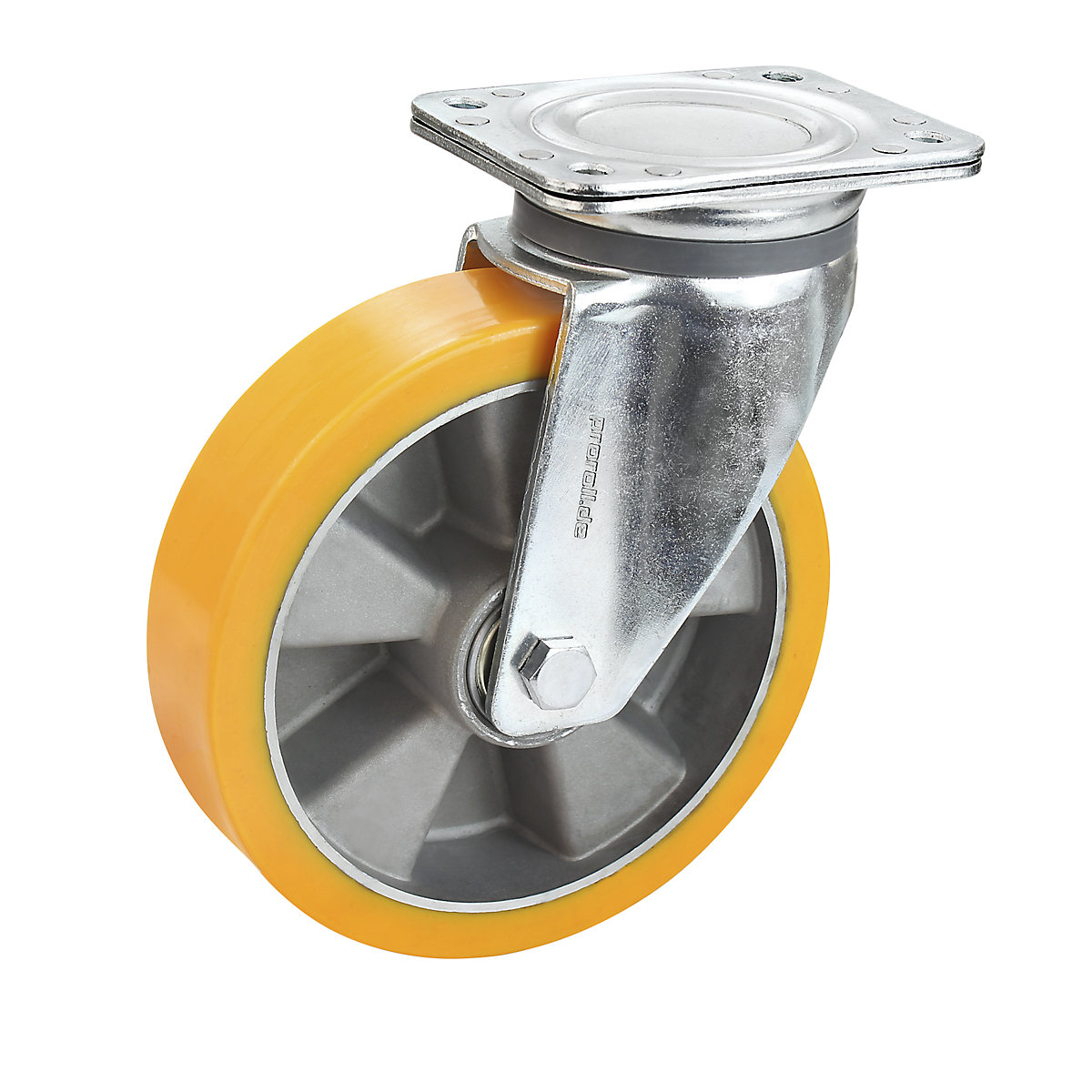 Anvelopă PU pe jantă de aluminiu – Proroll, Ø roții x lățime 160 x 50 mm, roată pivotantă-0