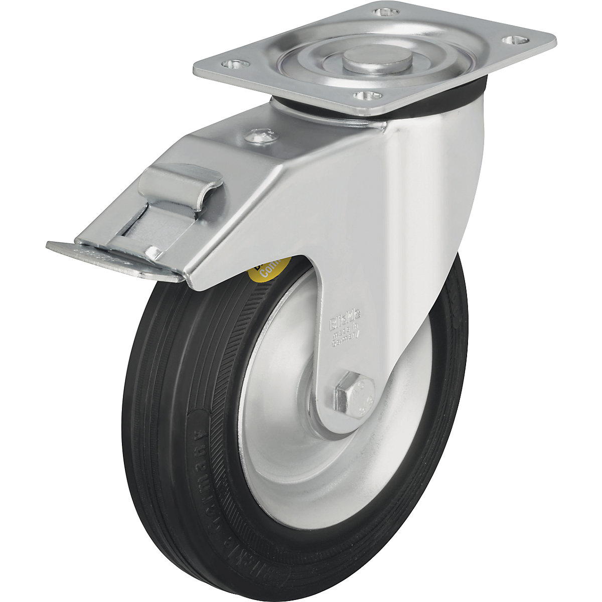 Anvelopă din cauciuc plin din două componente – Blickle, Ø roții x lățime 140 x 37,5 mm, roată pivotantă cu frână dublă-0