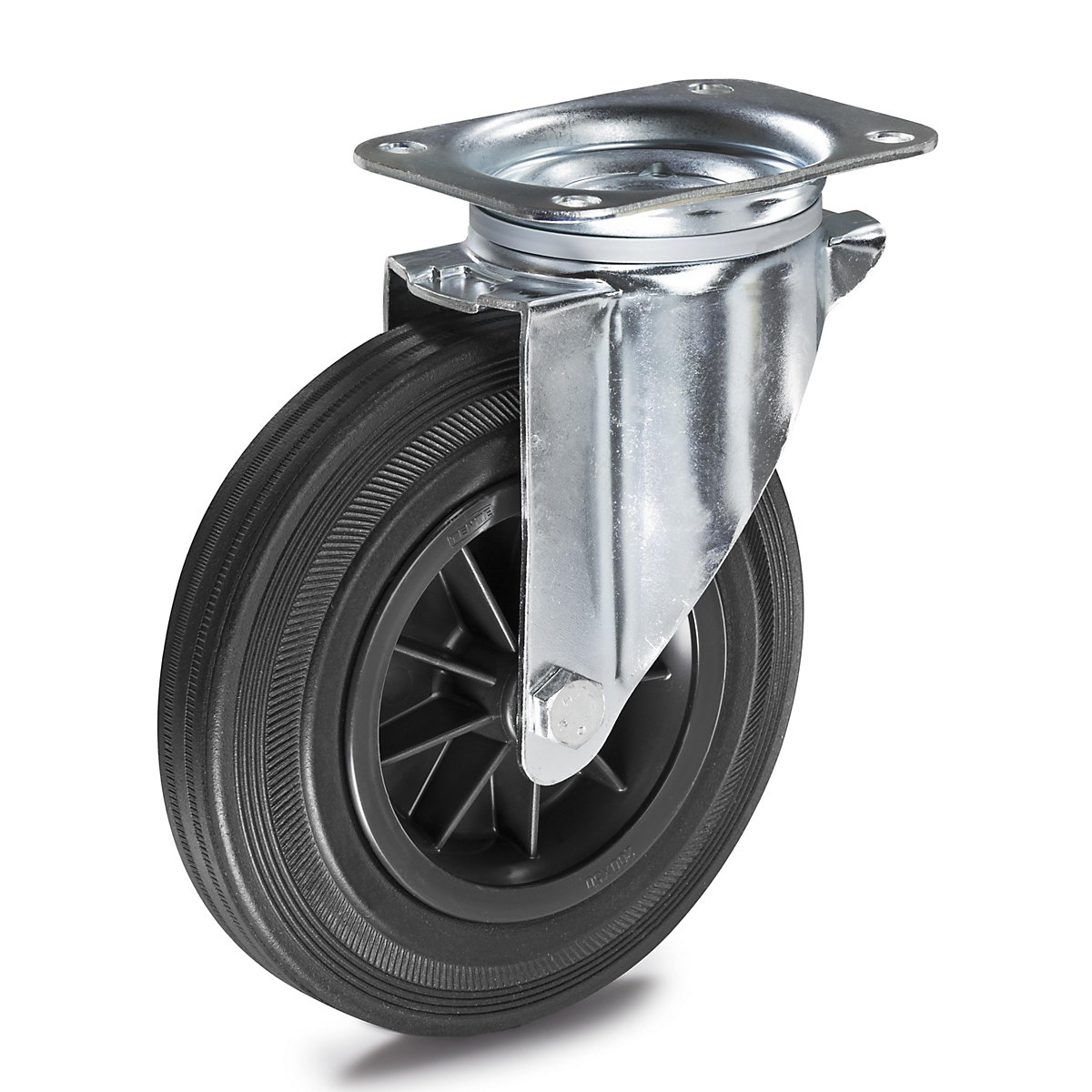 Anvelopă din cauciuc plin pe jante din plastic – Proroll, Ø roții x lățime 100 x 30 mm, roată pivotantă-0