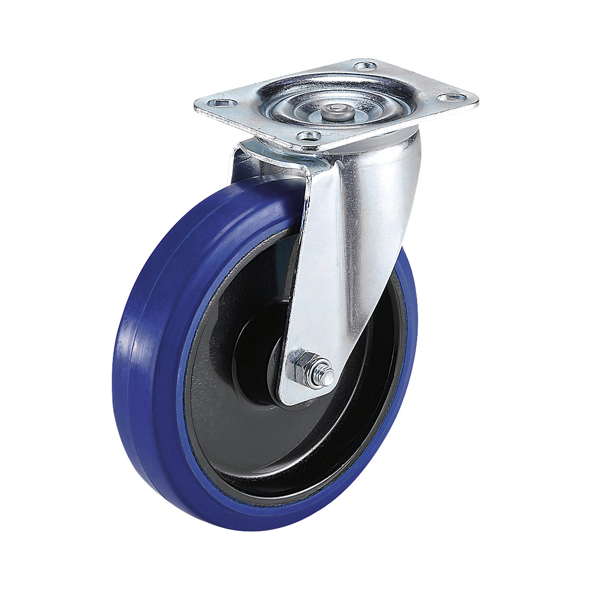 Anvelopă elastică plină pe jantă din plastic – Proroll, Ø roții x lățime 160 x 50 mm, roată pivotantă-0