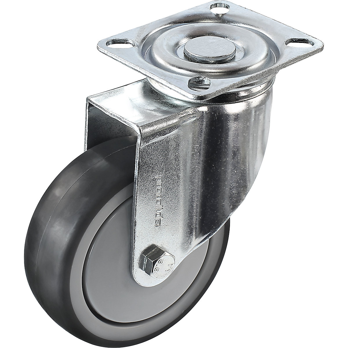 Anvelopă termoplastică din cauciuc, cu placă de montaj – Proroll, Ø roții x lățime 100 x 32 mm, roată pivotantă-0