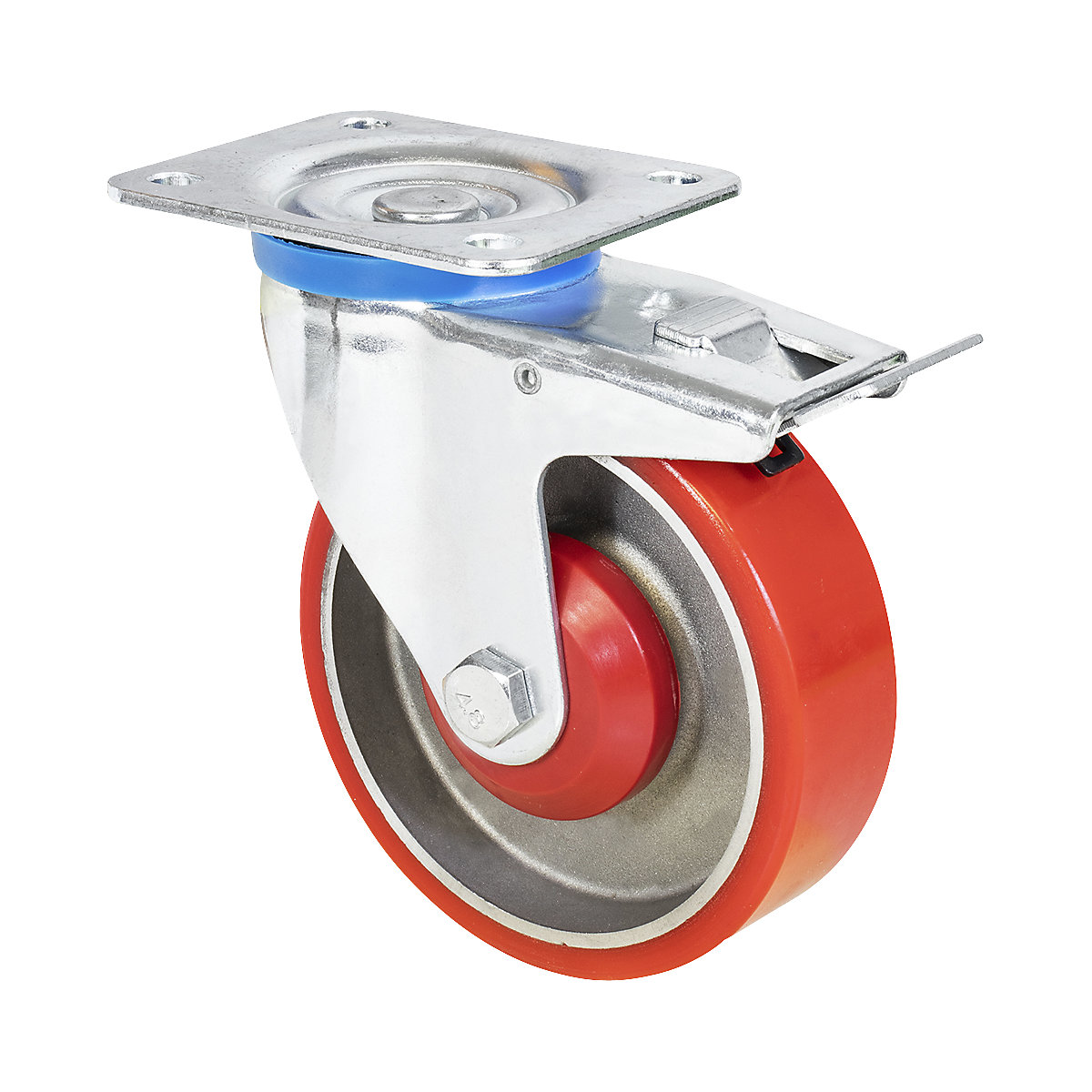 Roți pivotante pentru echipamente de transport cu sarcini grele – Wagner, Ø roții 125 mm, amb. 2 buc., roată pivotantă cu dispozitiv de blocare-0