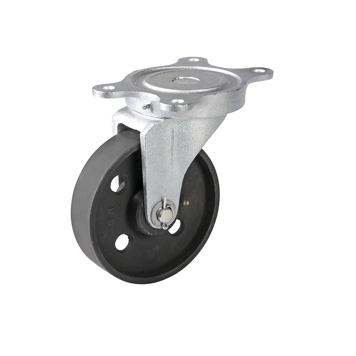 Roată din fontă cenușie, carcasă din fontă maleabilă, Ø roții x lățime 200 x 50 mm, roată pivotantă cu rulment de alunecare-0