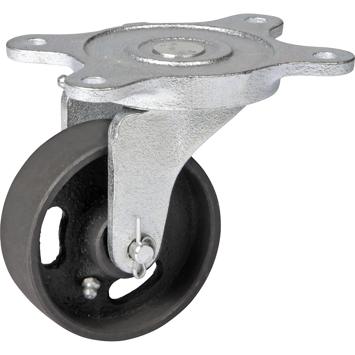 Roată din fontă cenușie, carcasă din fontă maleabilă, Ø roții x lățime 100 x 35 mm, roată pivotantă cu rulment de alunecare-0