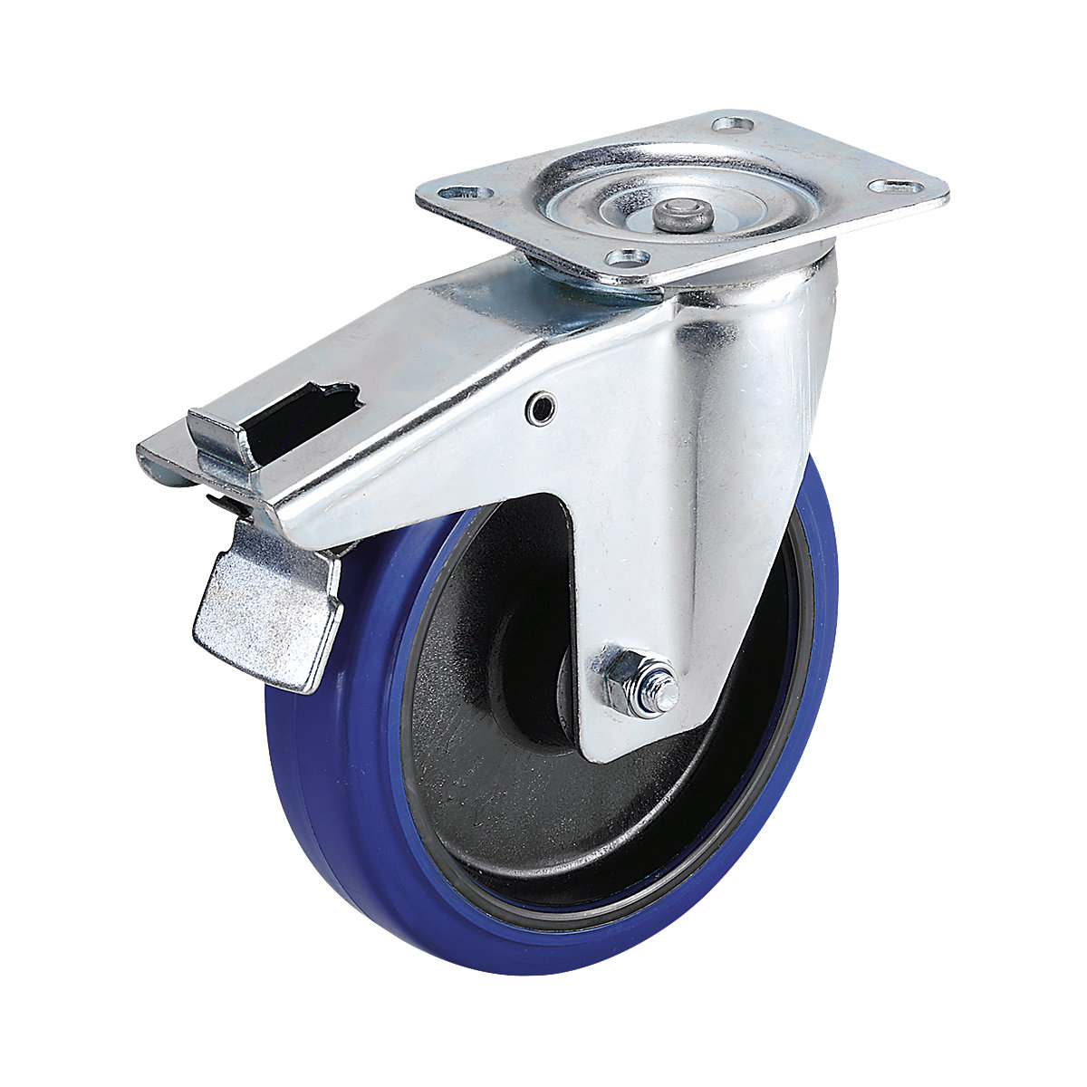 Pneu totalmente elástico em jante de plástico – Proroll, Ø x largura das rodas 125 x 36 mm, roda orientável com bloqueio duplo-0