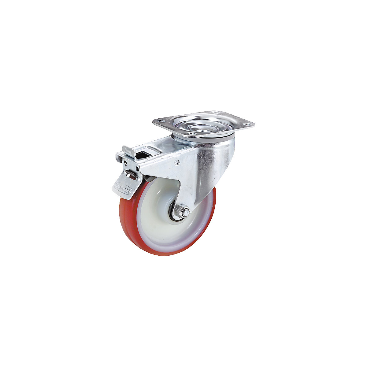 Pneus em poliuretano com jante de poliamida – TENTE, Ø x largura da roda 125 x 32 mm, roda orientável com travão duplo-0