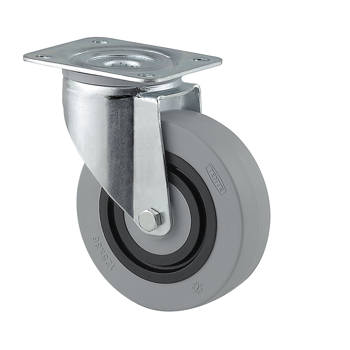 Roda de poliamida, cinzento – TENTE, Ø x largura da roda 125 x 36 mm, roda orientável-0