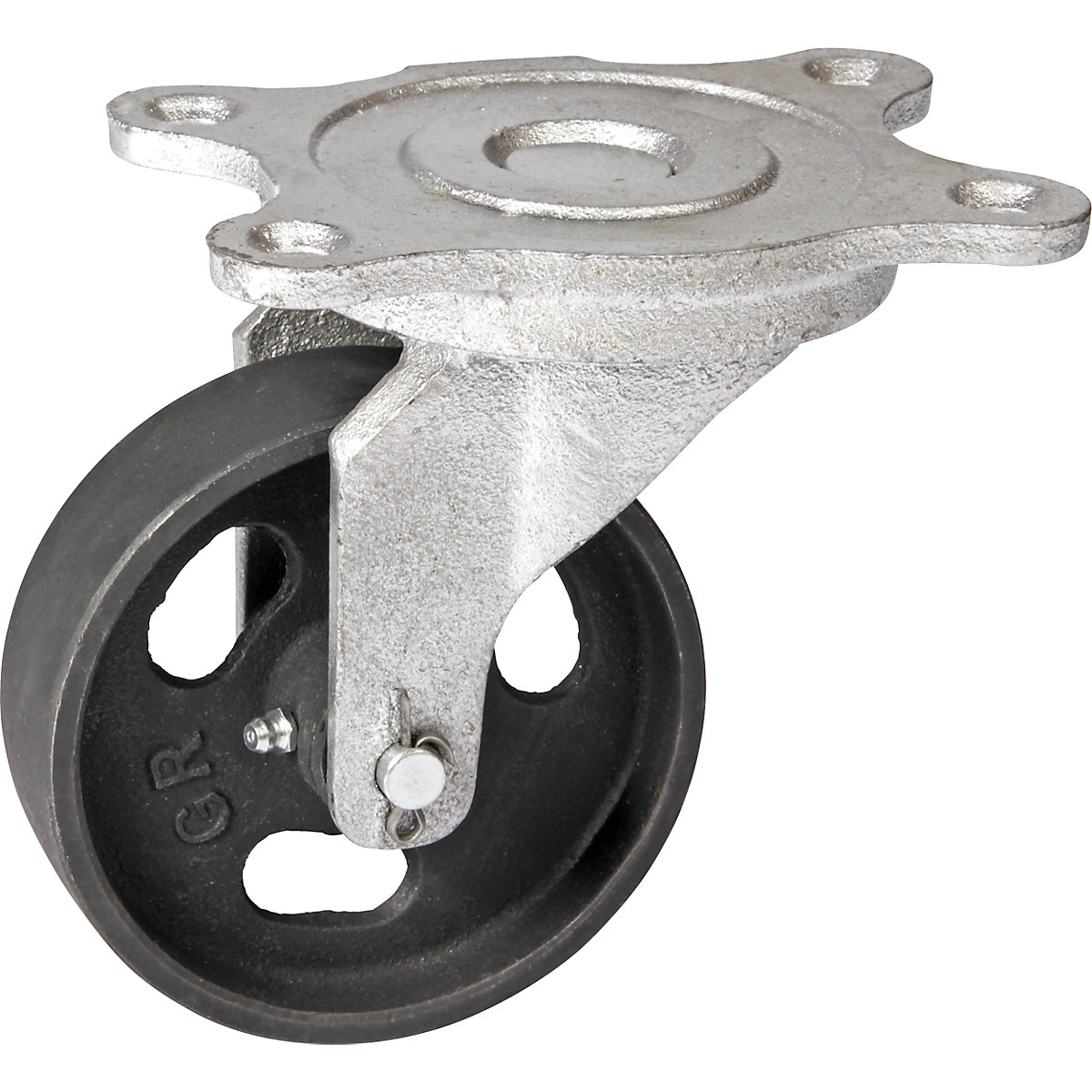 Roda em ferro fundido, corpo em fundição maleável, Ø x largura das rodas 125 x 35 mm, roda orientável com mancal de deslize-0