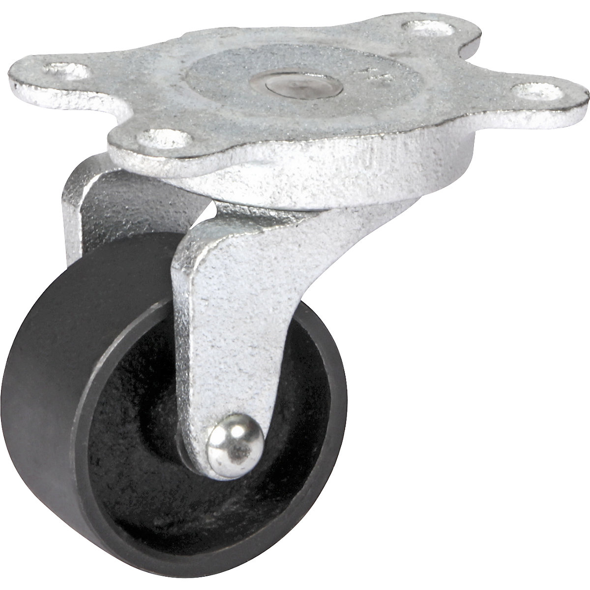 Roda em ferro fundido, corpo em fundição maleável, Ø x largura das rodas 50 x 25 mm, roda orientável com mancal de deslize-0